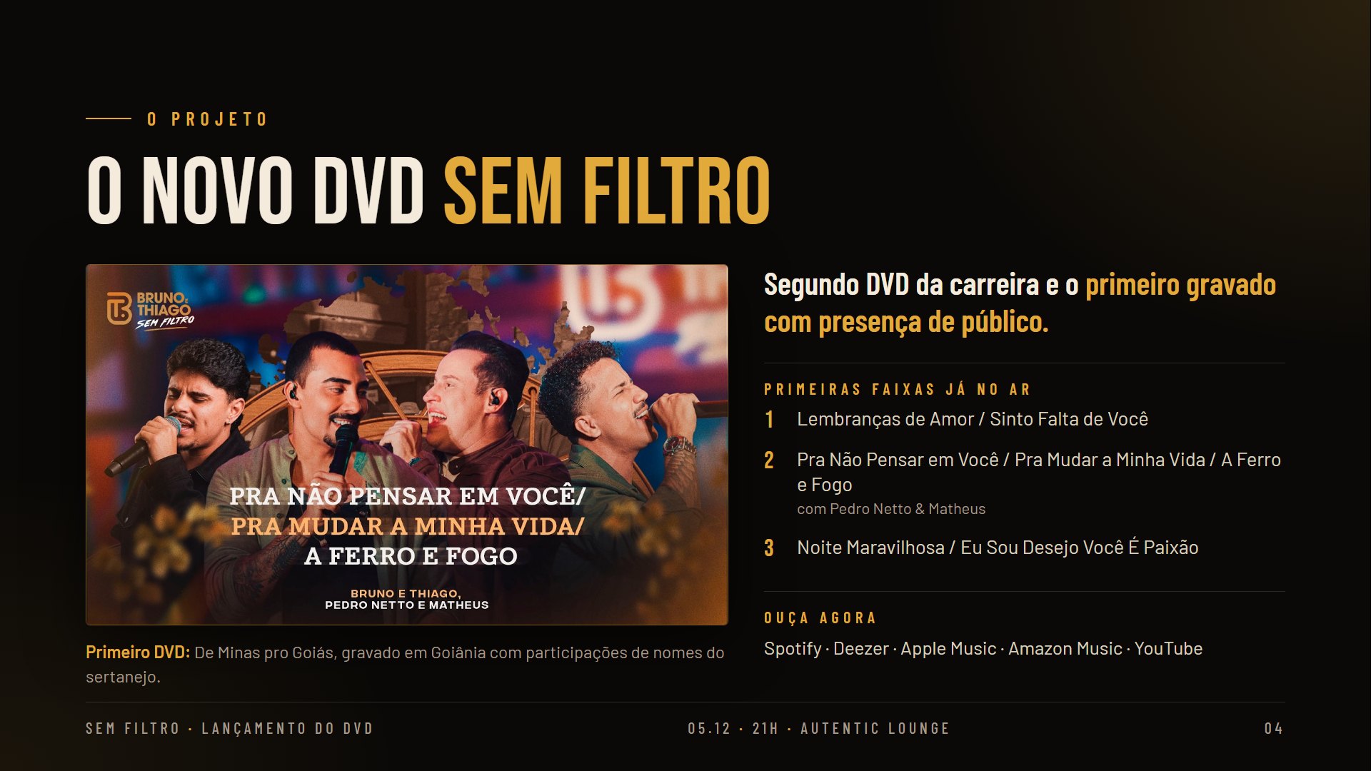 O projeto: o novo DVD Sem Filtro, o primeiro gravado com presença de público, com as primeiras faixas já no ar